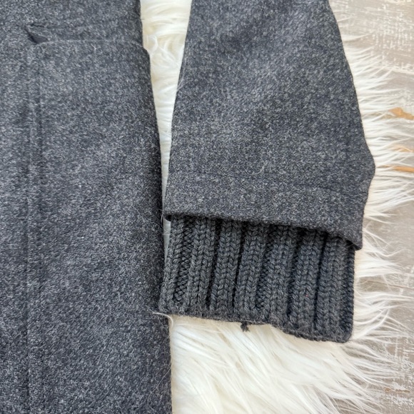 Susana Monaco Double Breasted Wool Long Coat Gray Ribbed Knit Collar - Picture 2 of 3